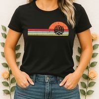 Volleyball Sunset Retro Chest Coach Player Men Women Women's T-Shirt thumb 2