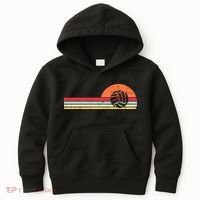 Volleyball Sunset Retro Chest Coach Player Men Women Kids Hoodie thumb 0
