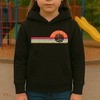 Volleyball Sunset Retro Chest Coach Player Men Women Kids Hoodie thumb 3