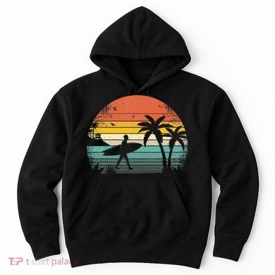 Vintage Surfing Retro Surf Style Palm Tree For Surfers Hoodie