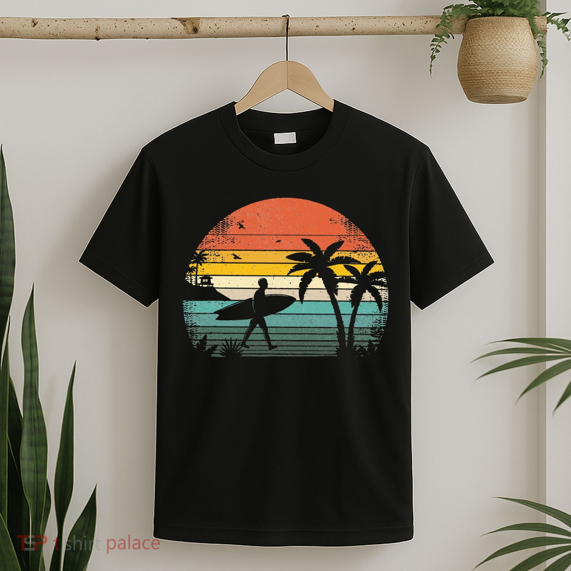 Vintage Surfing Retro Surf Style Palm Tree For Surfers T-Shirt