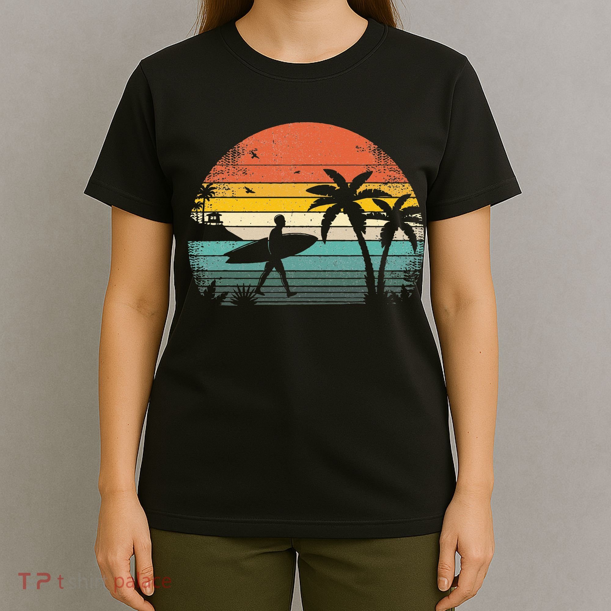 Vintage Surfing Retro Surf Style Palm Tree For Surfers T-Shirt