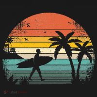 Vintage Surfing Retro Surf Style Palm Tree For Surfers T-Shirt thumb 7