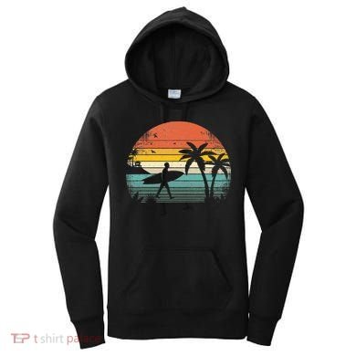 Vintage Surfing Retro Surf Style Palm Tree For Surfers Women's Hoodie