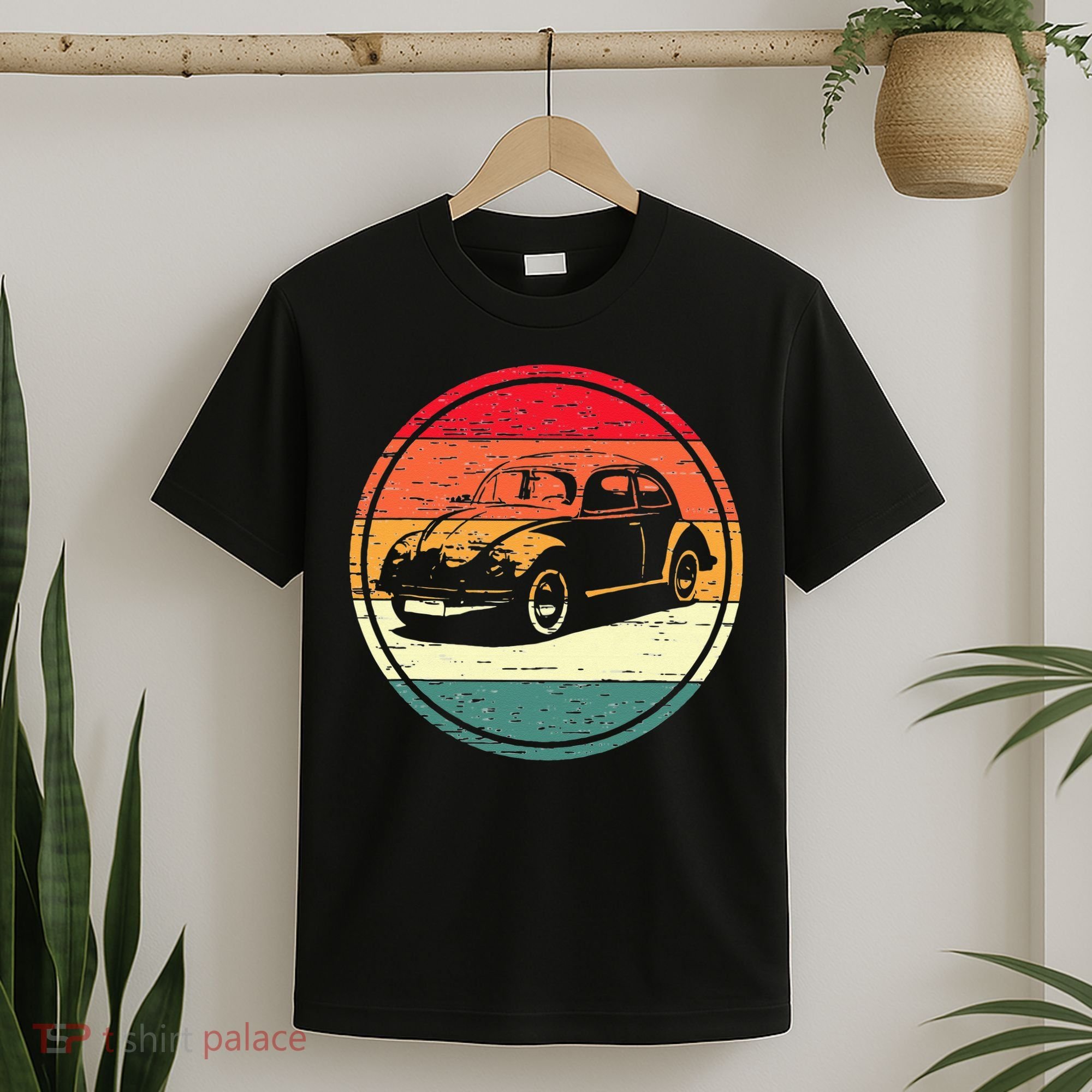 Vintage Sun Retro Sunset Tuning Beetle Car Vintage Car T-Shirt