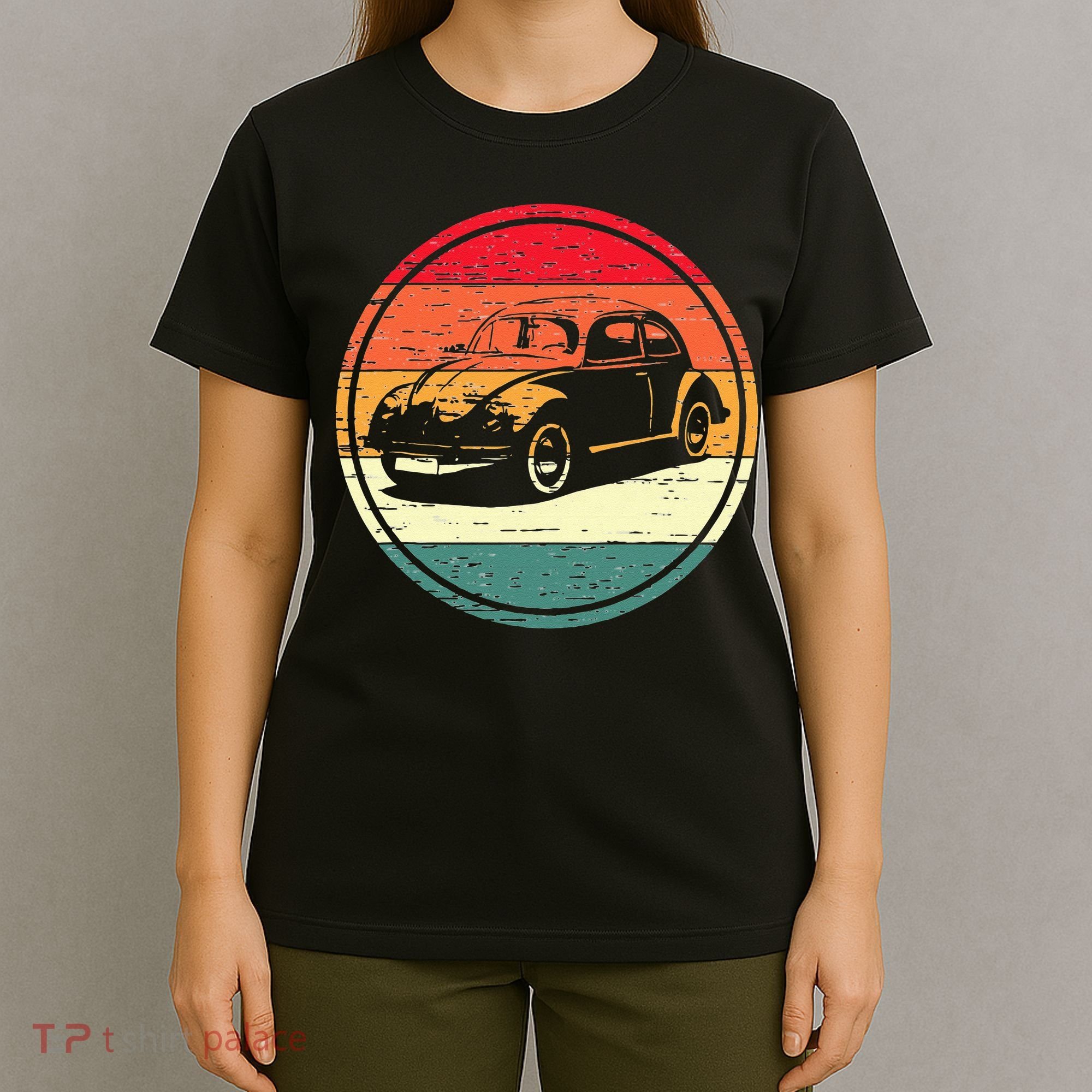 Vintage Sun Retro Sunset Tuning Beetle Car Vintage Car T-Shirt