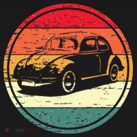 Vintage Sun Retro Sunset Tuning Beetle Car Vintage Car T-Shirt thumb 7