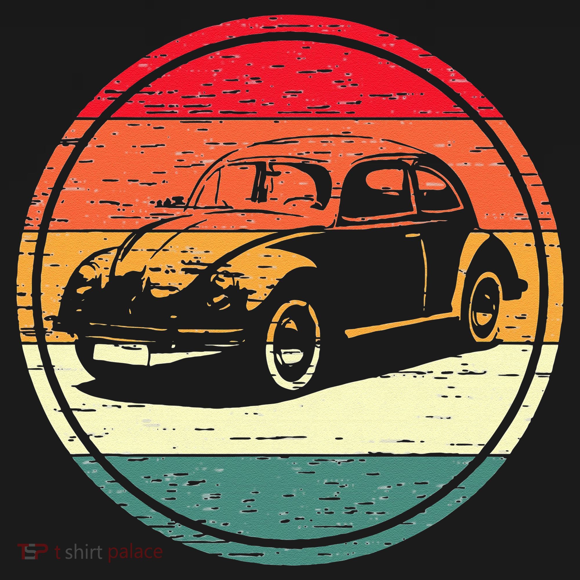 Vintage Sun Retro Sunset Tuning Beetle Car Vintage Car T-Shirt
