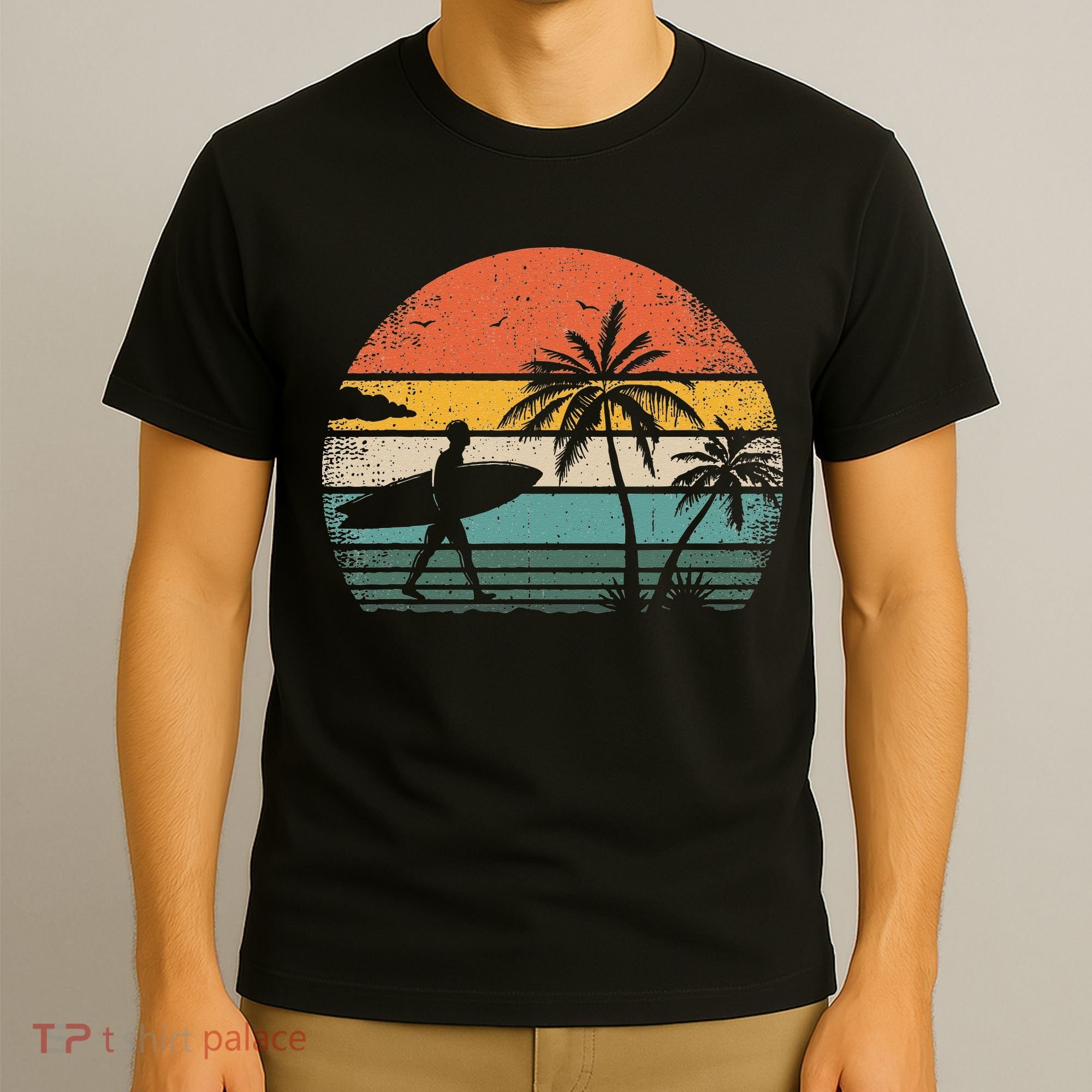 Vintage Surfing Retro Surf Style Palm Tree For Surfers T-Shirt