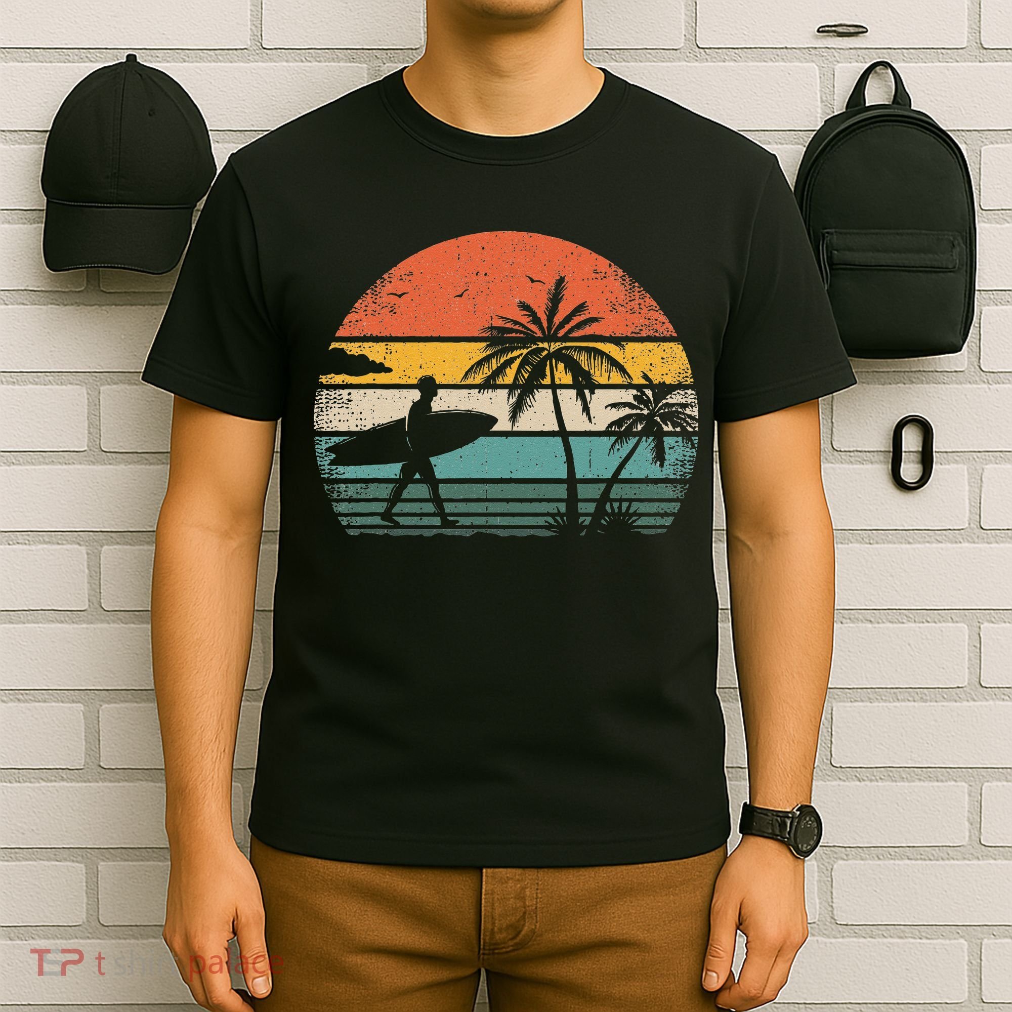 Vintage Surfing Retro Surf Style Palm Tree For Surfers T-Shirt