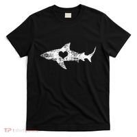 Vintage Shark Silhouette Hammerhead Shark Tiger Shark Heart T-Shirt thumb 0