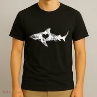 Vintage Shark Silhouette Hammerhead Shark Tiger Shark Heart T-Shirt thumb 3
