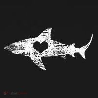 Vintage Shark Silhouette Hammerhead Shark Tiger Shark Heart T-Shirt thumb 7