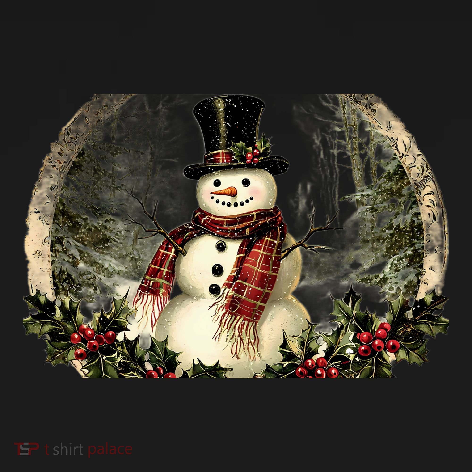 Vintage Snowman Scene Bucket Hat