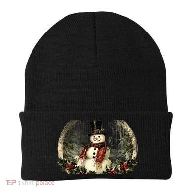 Vintage Snowman Scene Beanie