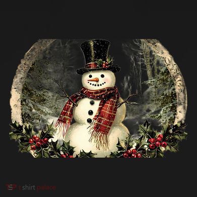 Vintage Snowman Scene Cropped Pullover Crew