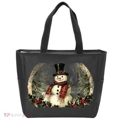 Vintage Snowman Scene Tote Bag