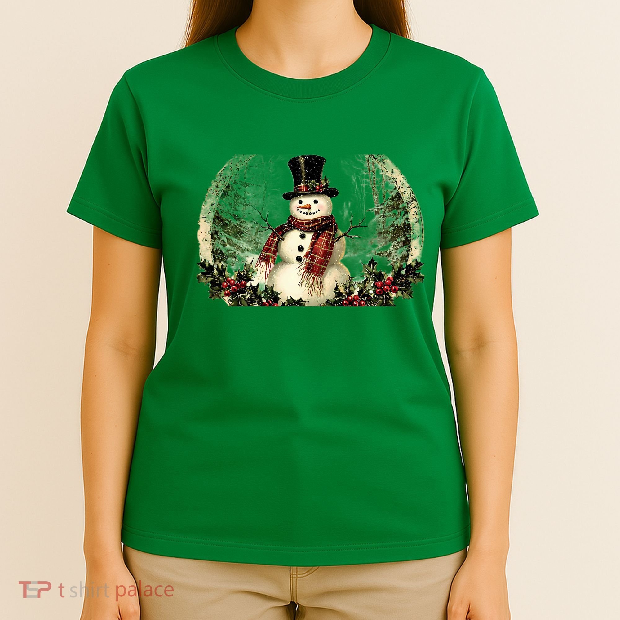 Vintage Snowman Scene T-Shirt
