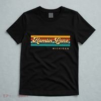Vintage Sunset Stripes Hamlin Lake Michigan T-Shirt thumb 5