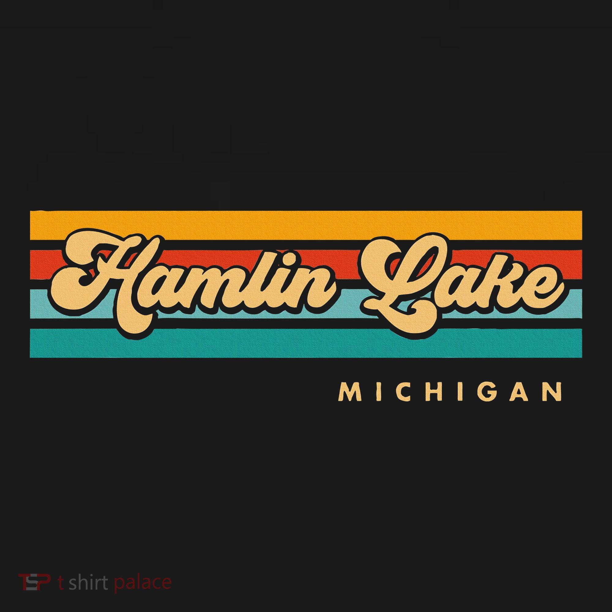 Vintage Sunset Stripes Hamlin Lake Michigan T-Shirt