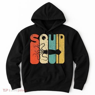 Vintage Style Squid Silhouette Funny Squid Hoodie