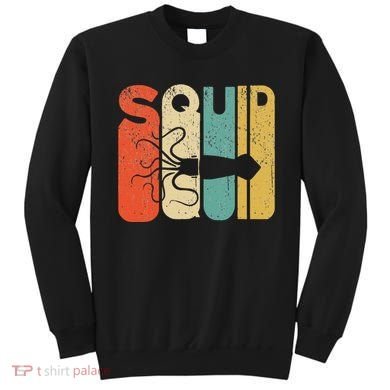 Vintage Style Squid Silhouette Funny Squid Sweatshirt