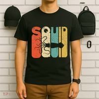 Vintage Style Squid Silhouette Funny Squid T-Shirt thumb 6