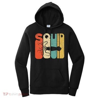 Vintage Style Squid Silhouette Funny Squid Women's Hoodie