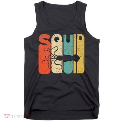 Vintage Style Squid Silhouette Funny Squid Tank Top