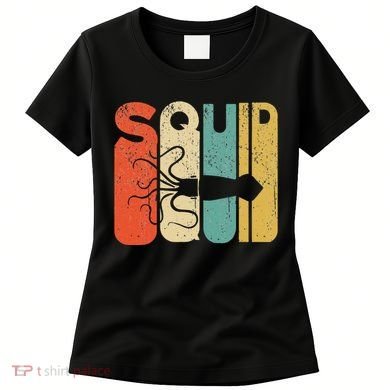 Vintage Style Squid Silhouette Funny Squid Women's T-Shirt