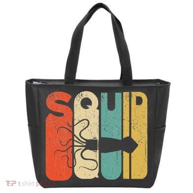 Vintage Style Squid Silhouette Funny Squid Tote Bag