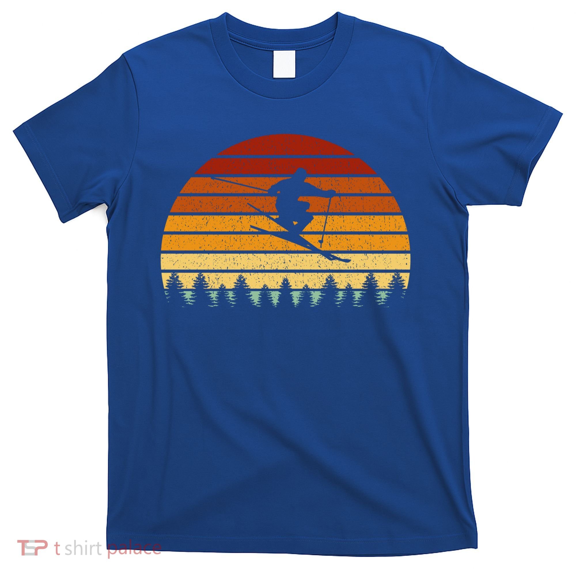 Vintage Sunset Skiing Gift For Skiers Gift T-Shirt