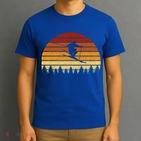 Vintage Sunset Skiing Gift For Skiers Gift T-Shirt thumb 3