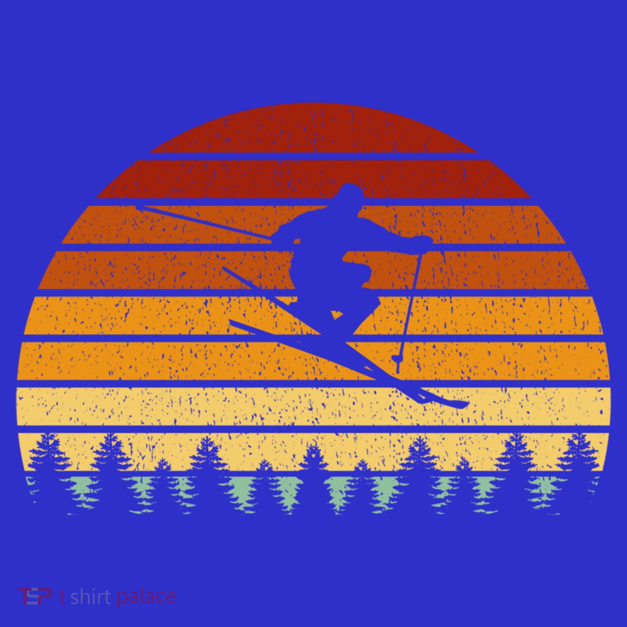 Vintage Sunset Skiing Gift For Skiers Gift T-Shirt