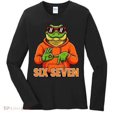 Vintage Six Seven Gator Name 6-7 Meme Funny Women's Long Sleeve Shirt