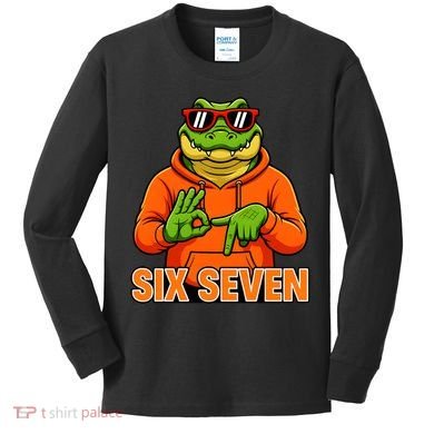 Vintage Six Seven Gator Name 6-7 Meme Funny Kids Long Sleeve Shirt