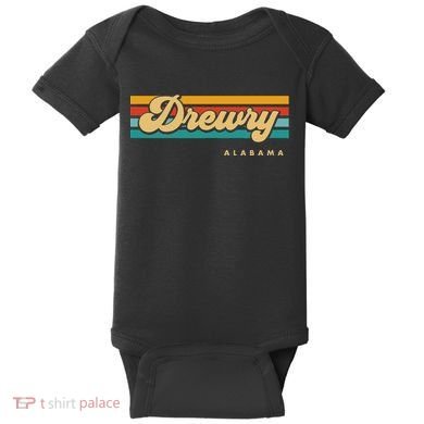 Vintage Sunset Stripes Drewry Alabama Baby Bodysuit