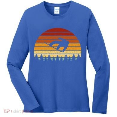 Vintage Sunset Snowboarding Gift For Snowboarders Great Gift Women's Long Sleeve Shirt