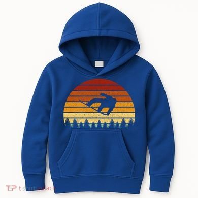 Vintage Sunset Snowboarding Gift For Snowboarders Great Gift Kids Hoodie
