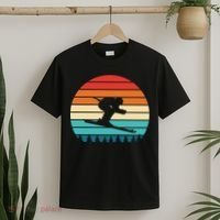 Vintage Sunset Skiing Gift For Skiers T-Shirt thumb 2