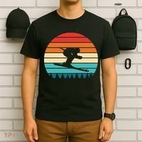 Vintage Sunset Skiing Gift For Skiers T-Shirt thumb 6