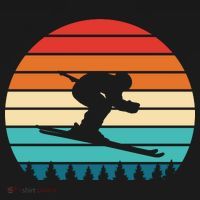 Vintage Sunset Skiing Gift For Skiers T-Shirt thumb 7