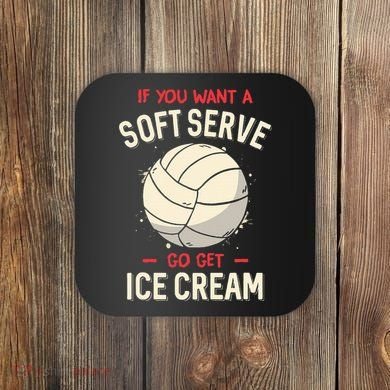 Volleyball Soft Serve Pun Design Coaster