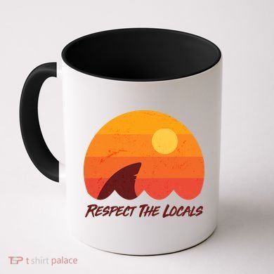 Vintage Sunset Shark Respect The Locals Coffee Mug