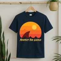 Vintage Sunset Shark Respect The Locals T-Shirt thumb 2