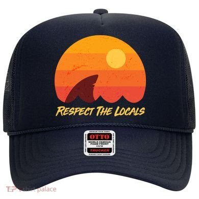 Vintage Sunset Shark Respect The Locals Hat