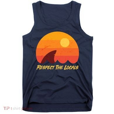 Vintage Sunset Shark Respect The Locals Tank Top