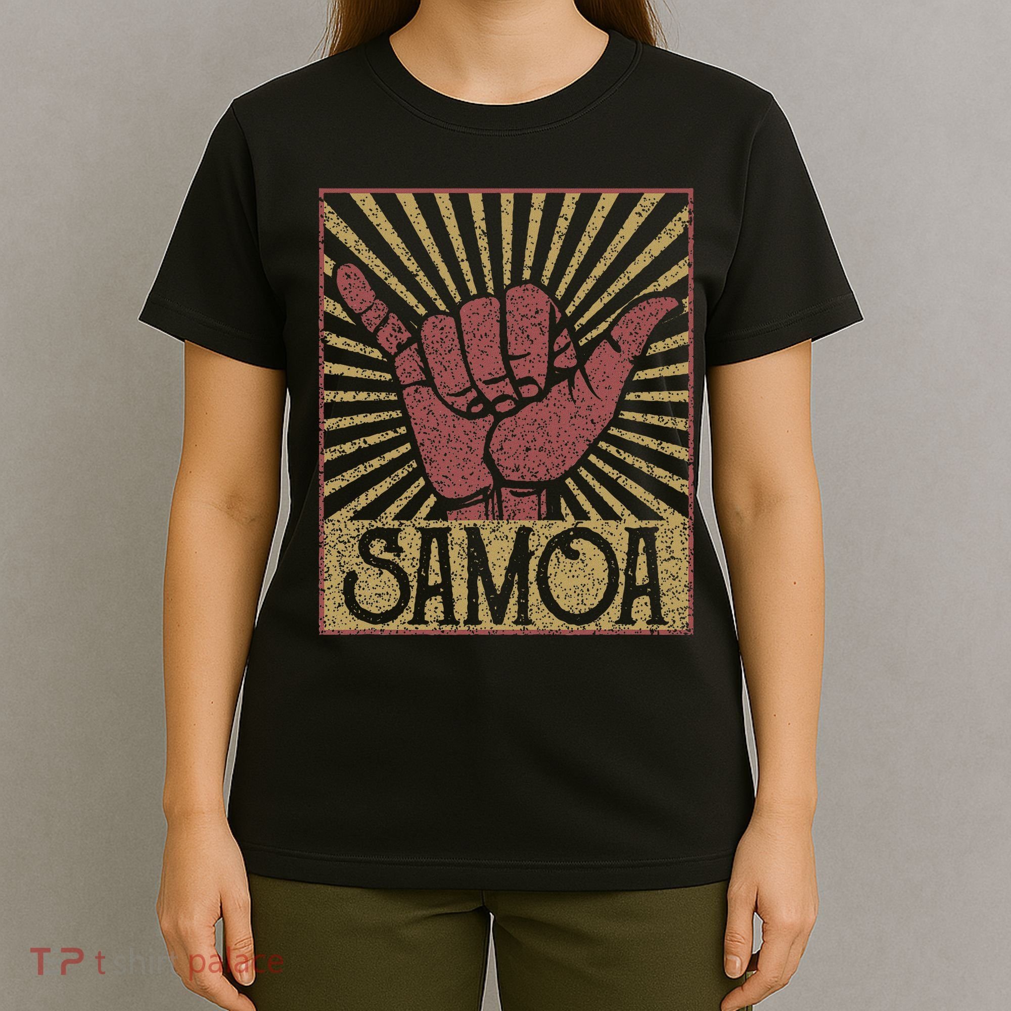 Vintage Shaka Samoa Samoan Beach Sunset Surfer T-Shirt