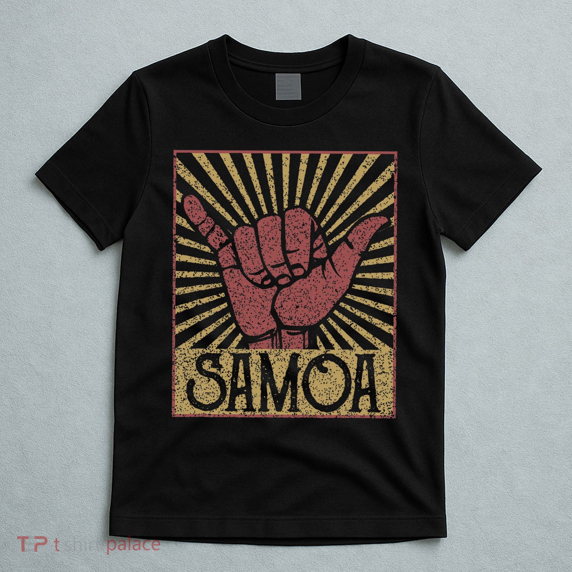Vintage Shaka Samoa Samoan Beach Sunset Surfer T-Shirt