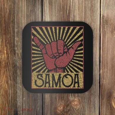 Vintage Shaka Samoa Samoan Beach Sunset Surfer Coaster